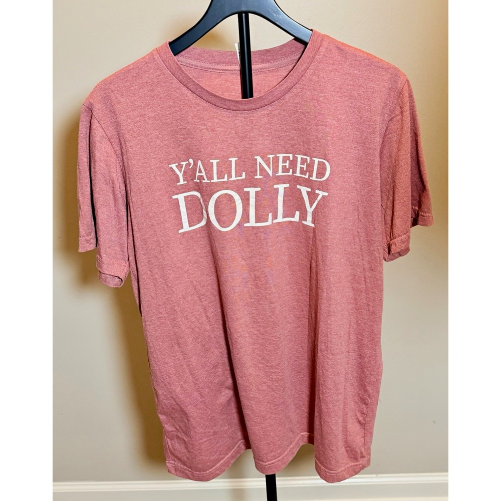 Outlash Wear Y'all Need Dolly Pink Graphic Crew Neck Tee Men's Size L